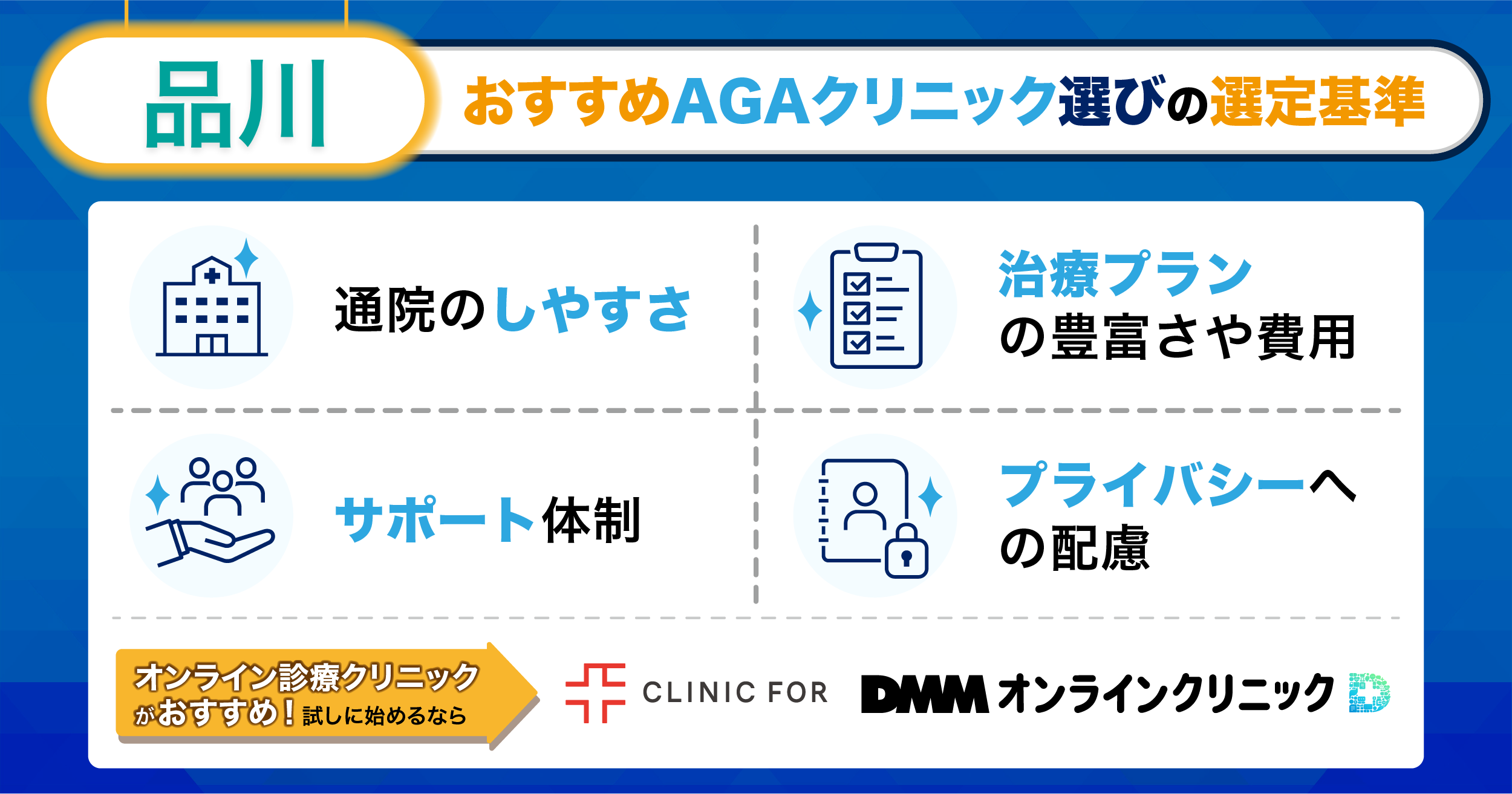 品川のおすすめAGAクリニック選びの選定基準