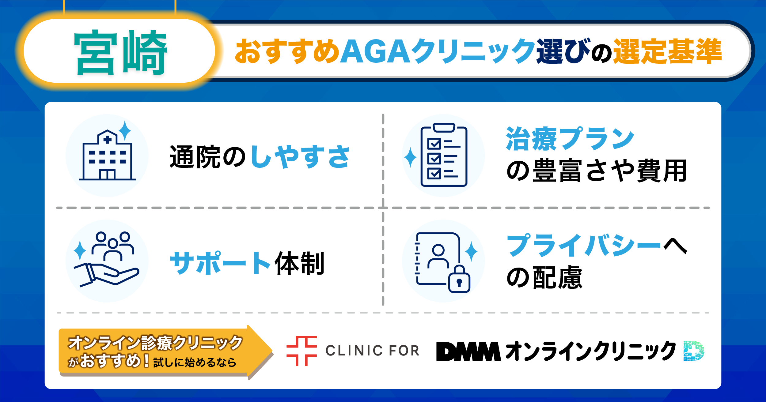 宮崎のおすすめAGAクリニック選びの選定基準