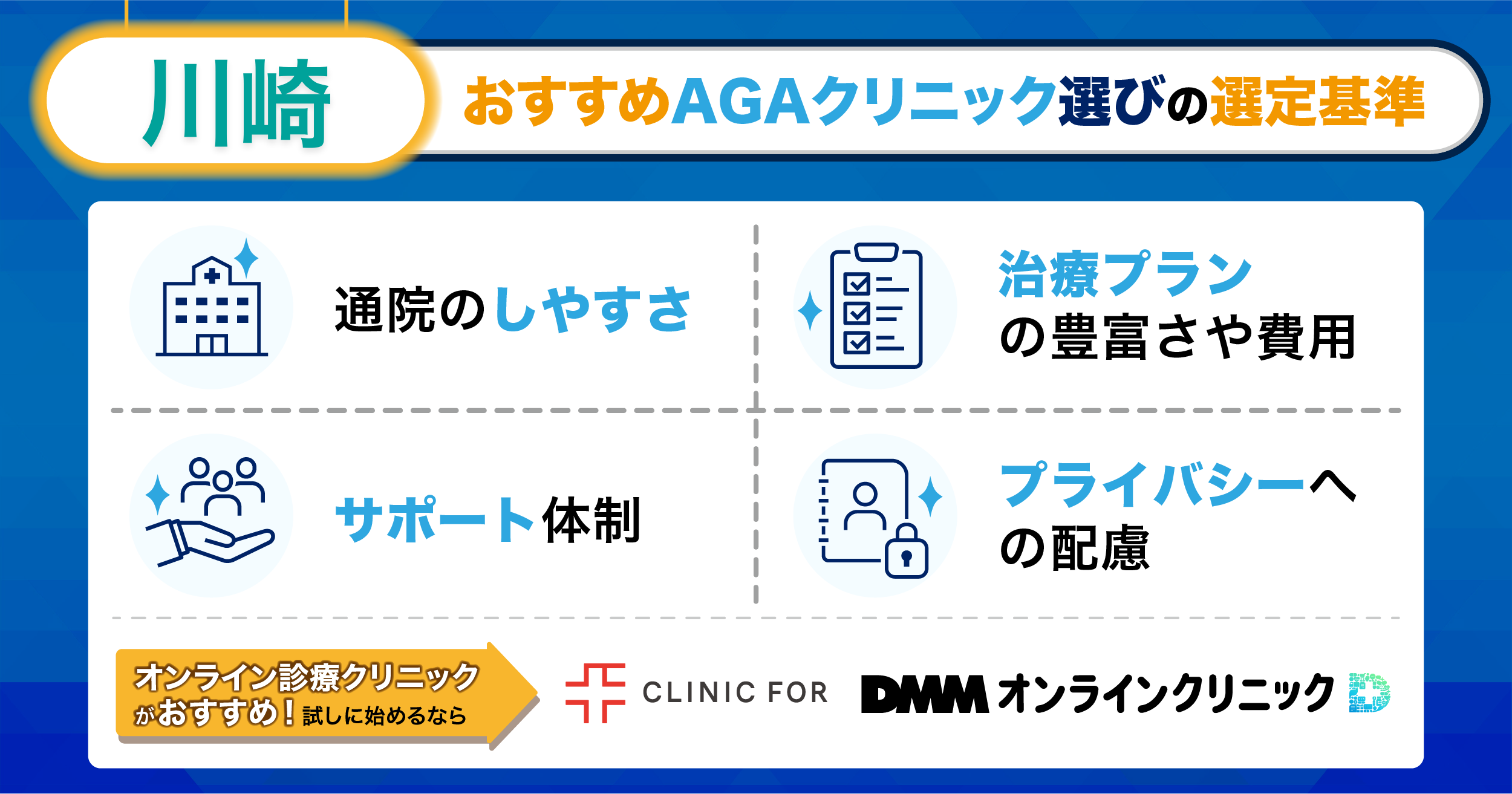 川崎のおすすめAGAクリニック選びの選定基準