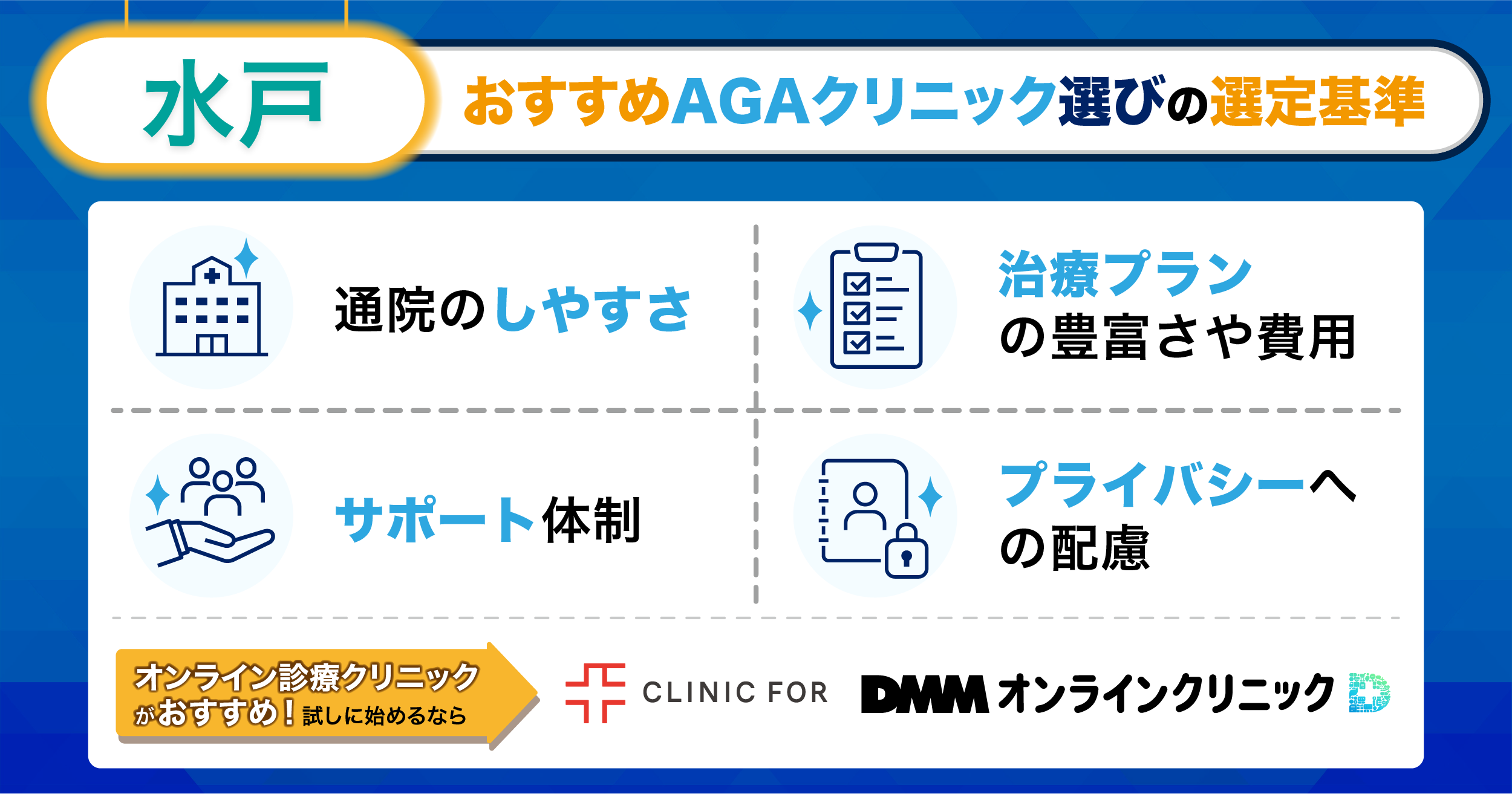 水戸のおすすめAGAクリニック選びの選定基準