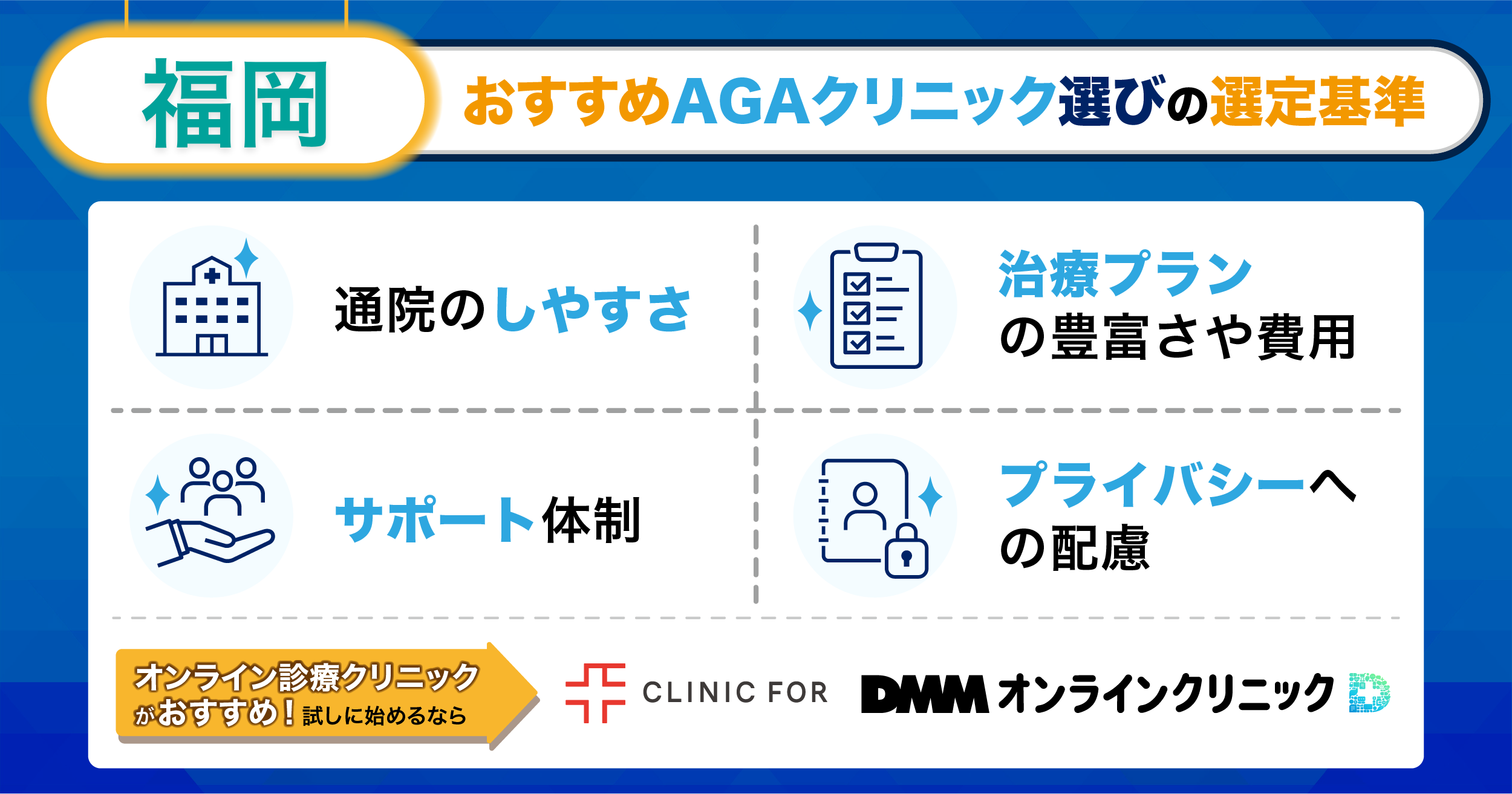 福岡のおすすめAGAクリニック選びの選定基準