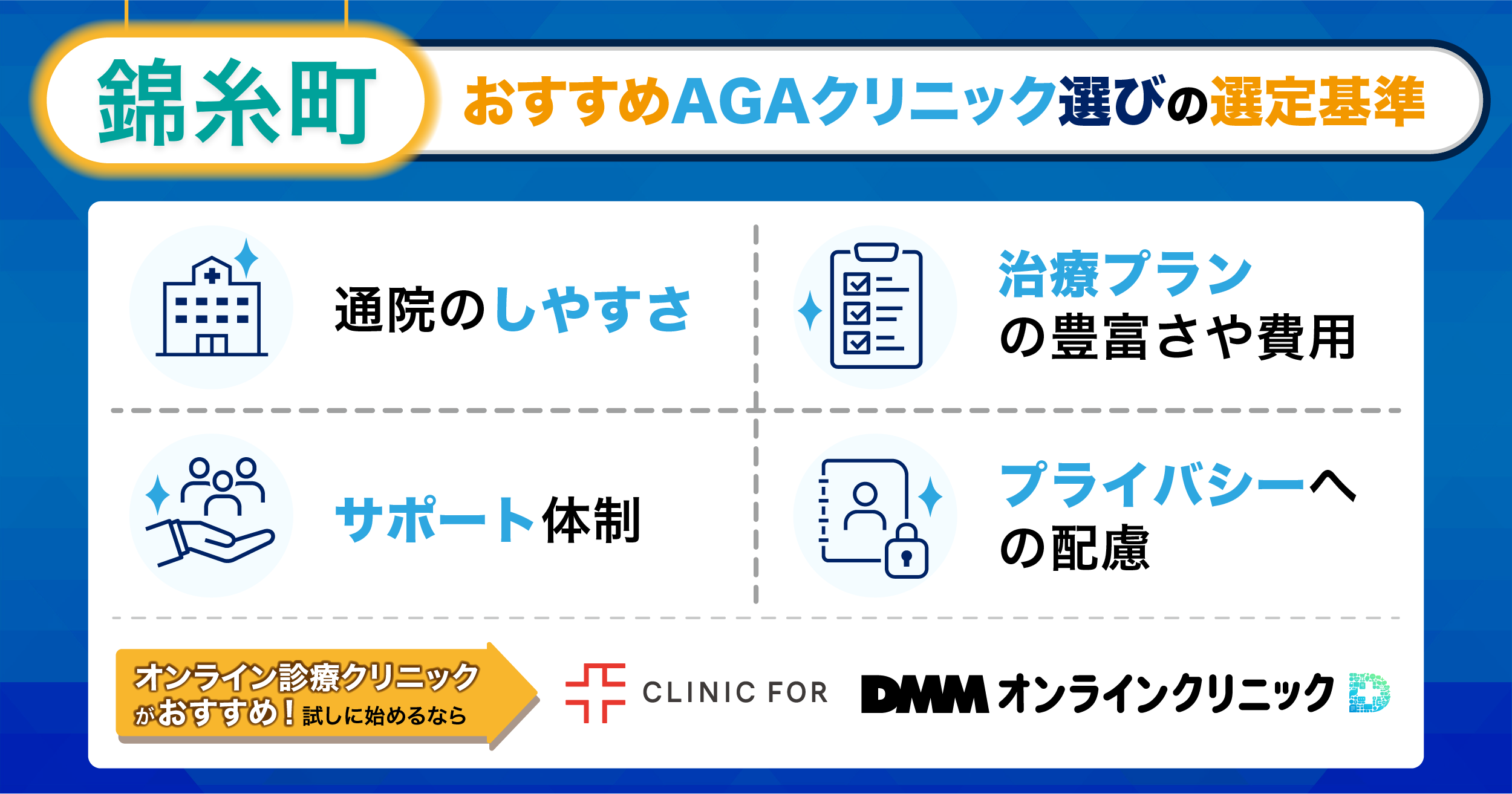 錦糸町のおすすめAGAクリニック選びの選定基準