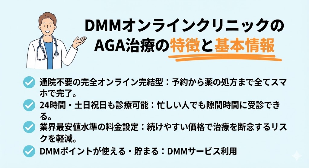 DMMオンラインクリニックのAGA治療の特徴と基本情報