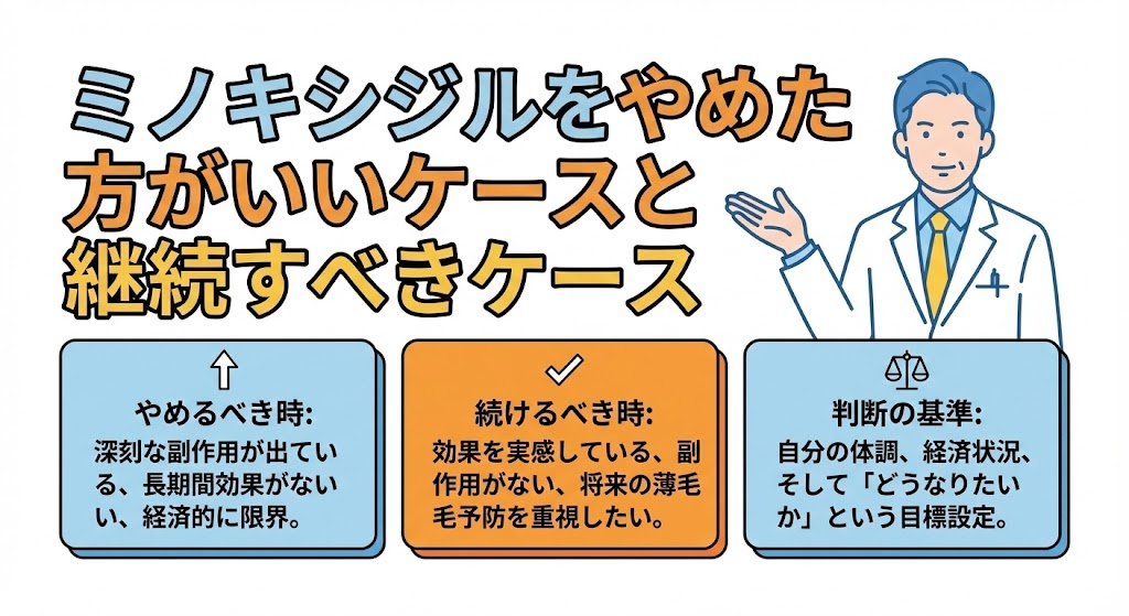 ミノキシジルをやめた方がいいケースと継続すべきケース