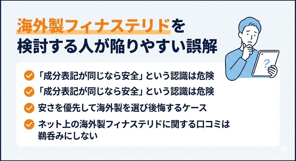 海外製フィナステリドを検討する人が陥りやすい誤解