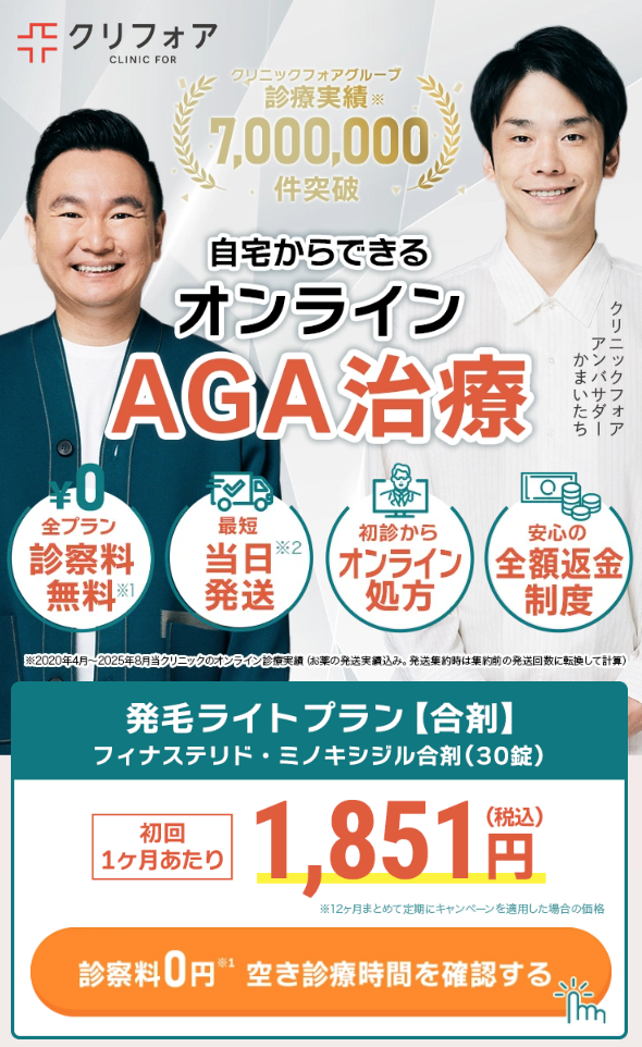 クリニックフォアのAGA治療に関する画像