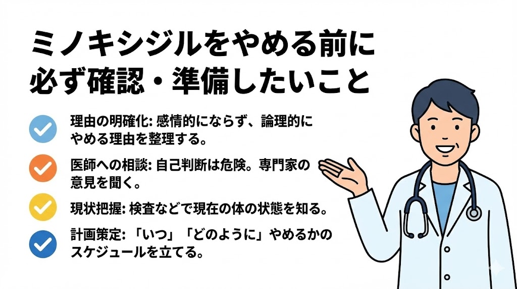 ミノキシジルをやめる前に必ず確認・準備したいこと