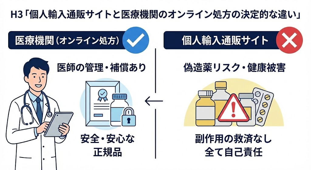 個人輸入通販サイトと医療機関のオンライン処方の決定的な違い