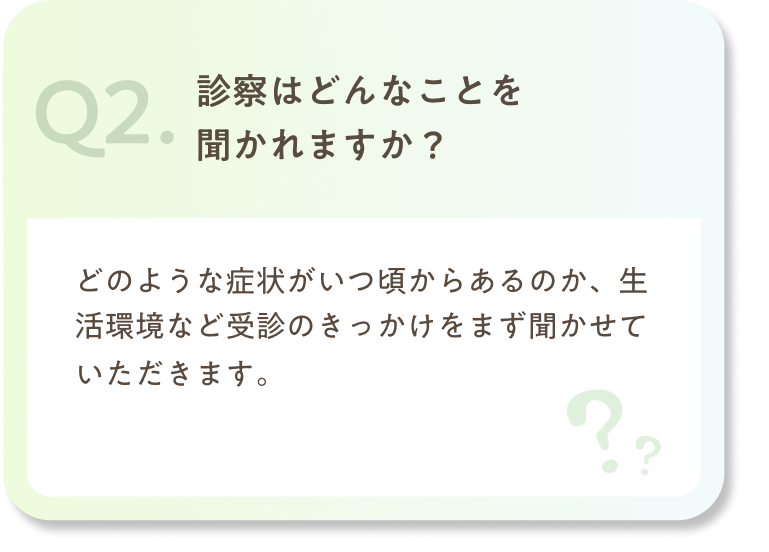 診察ではどんなことを聞かれますか