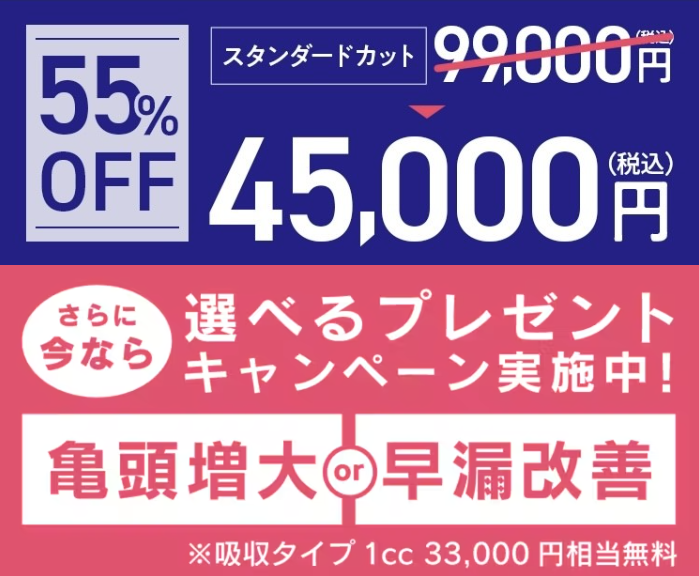 メンズライフクリニックのスタンダードカット割引キャンペーンに関する画像