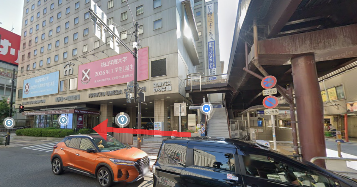 メンズライフクリニック 梅田院の最寄り駅からの経路案内画像3
