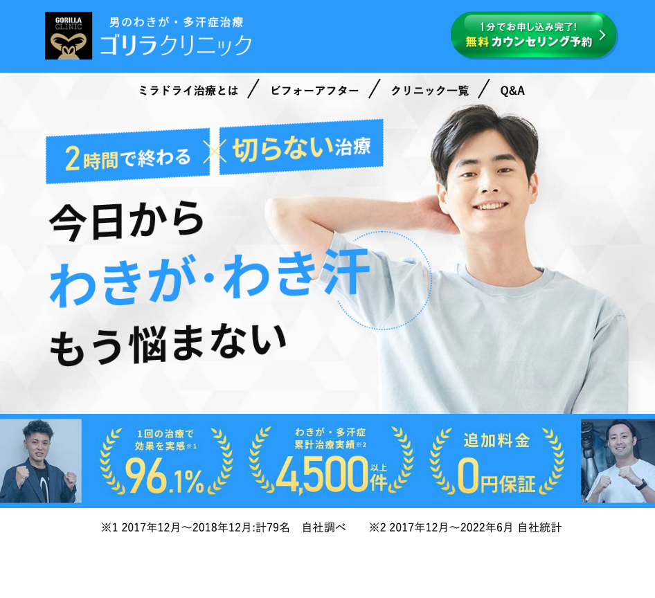 ゴリラクリニックのワキガ治療に関する画像