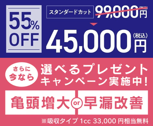 メンズライフクリニックのスタンダードカットが45,000円でできる