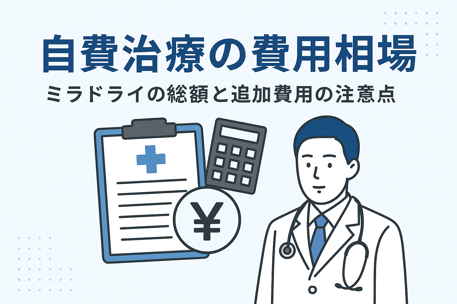 自費治療の費用相場（ミラドライの総額と追加費用の注意点）