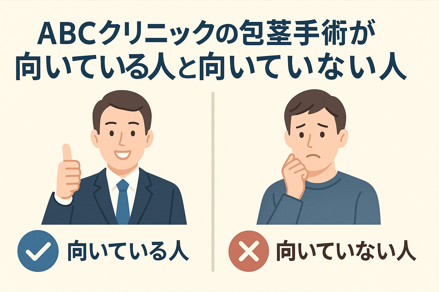 ABCクリニックの包茎手術が向いている人と向いていない人